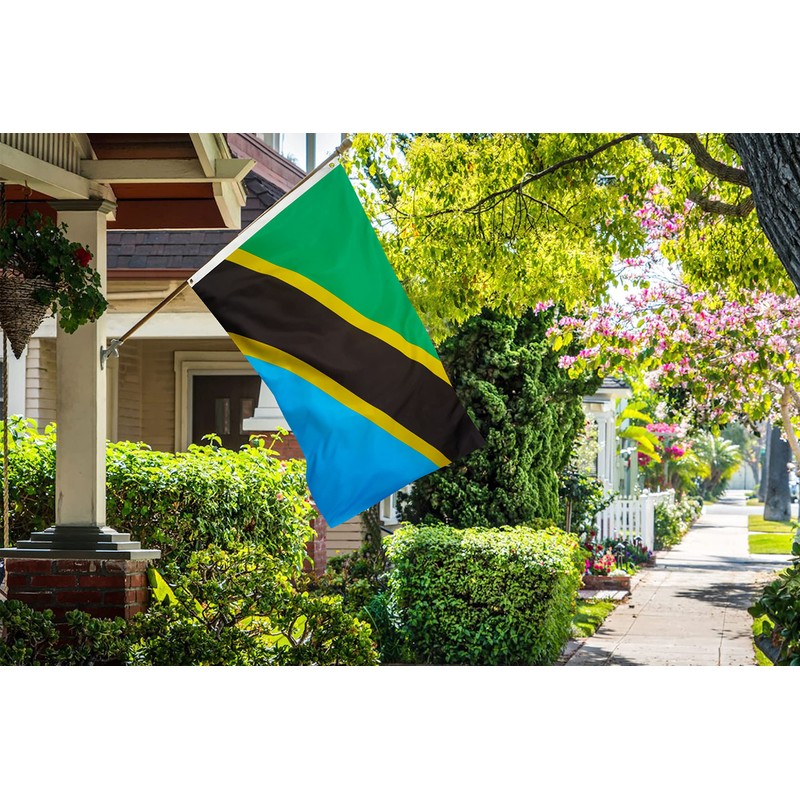 DANF Tanzania Flag 3x5 Ft Thick Polyester, Fade Resistant, Brass
