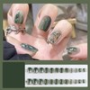 Aikeis 24 Pieces Green Leaves Green Branch Short Oval Nail