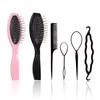 2 Airbag Combs with Steel Needle and 4 Black Curlers,