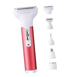 USB Rechargeable Hair Removal Tool Electric Shaver Set for Women Includes Eyebrow Nose Trimmer Durable Convenient Charging Rose Red