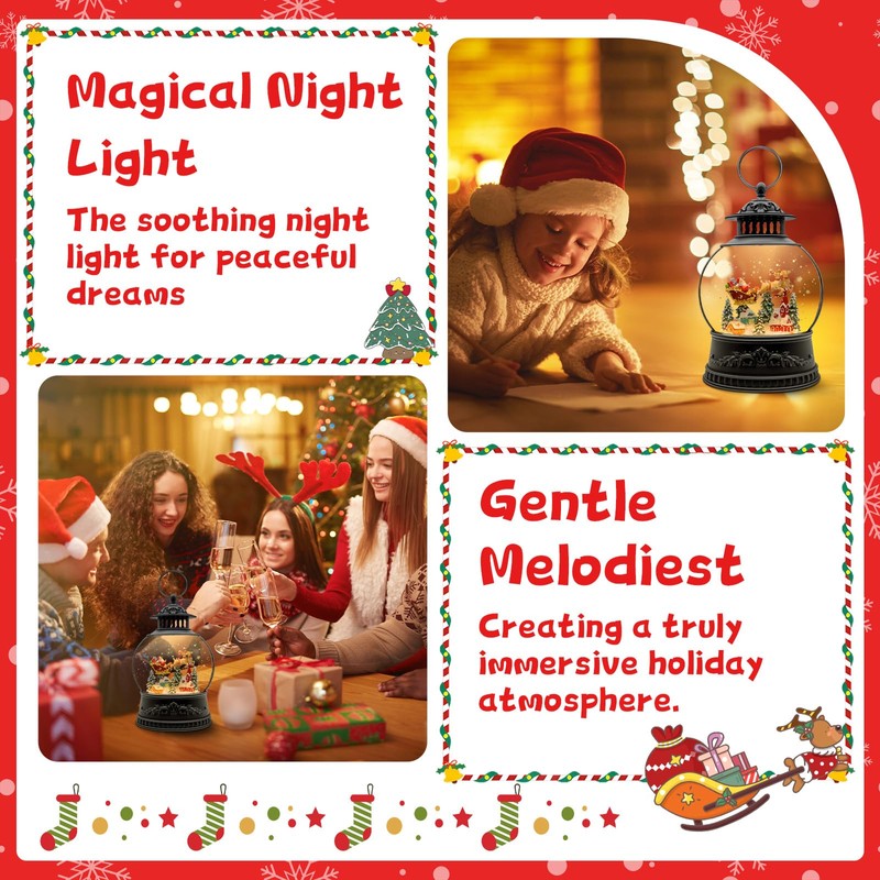 Christmas Snow Globes, Light Up Snow Globe with 6H Music