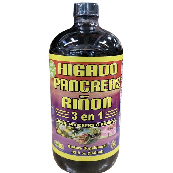 New 3 in 1 Pancreas Higado Rinon 100% Natural Liquid Liquido 32oz Supplemento