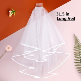 FASOTY Bachelorette Party Decorations Bride Headbands with Bridal Veil, White Headpiece Veil Headband Bride for Women, Bridal Shower, Wedding, Bridesmaid Favors