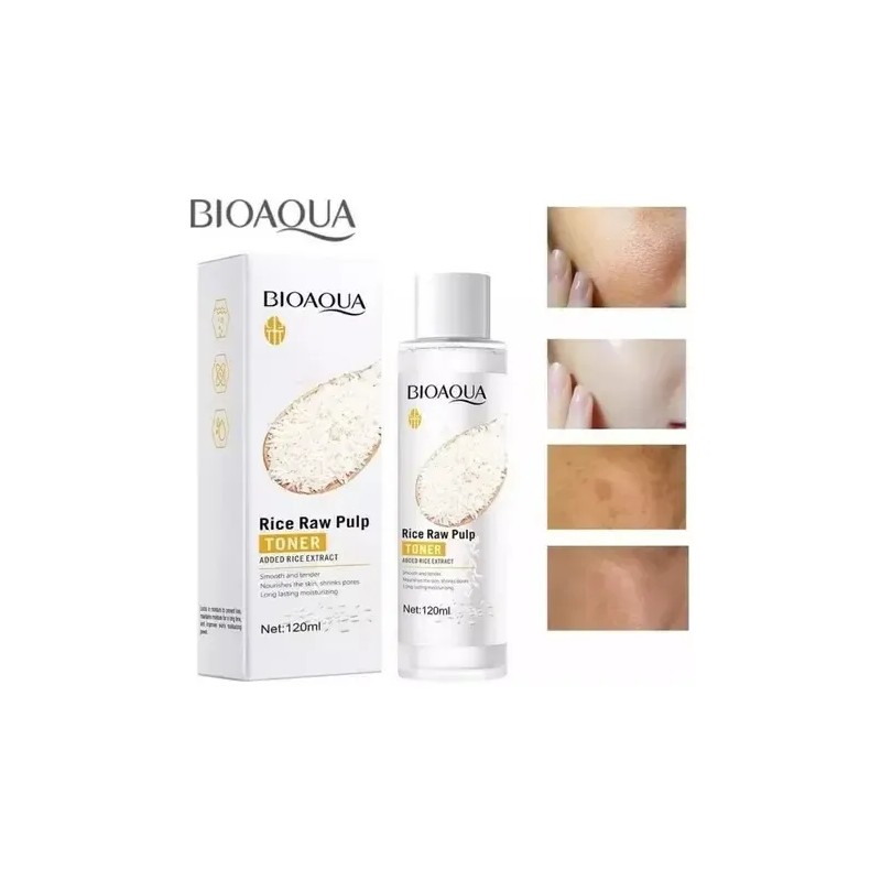 Bioaqua tónico de arroz 120 ml, aclara e hidrata suavemente
