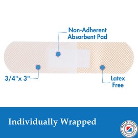 Henry Schein Sheer Strip Adhesive Bandages, 3/4" x 3", Sterile, 100 Ct