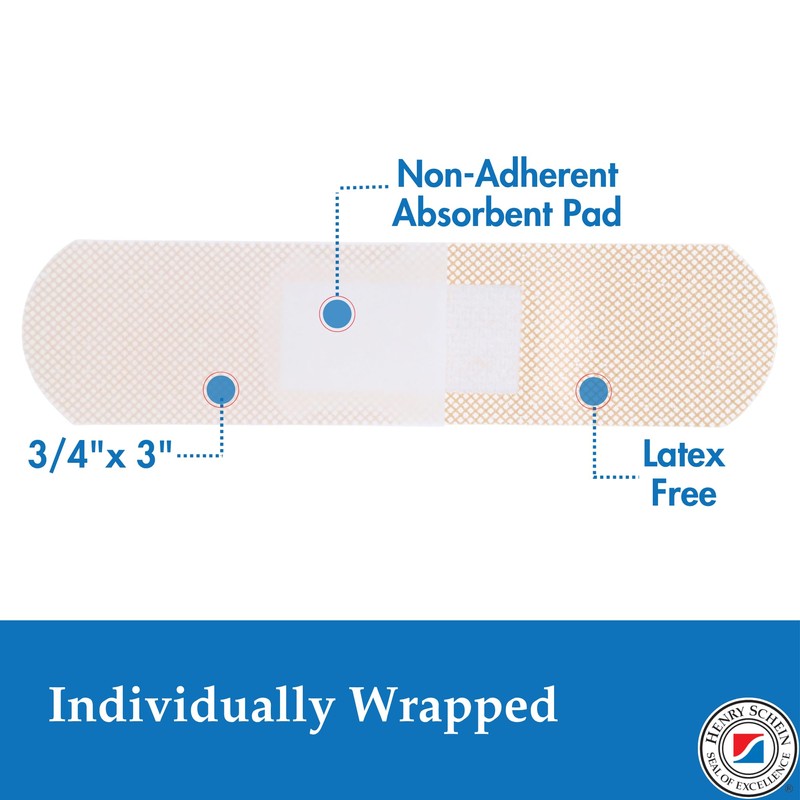 Henry Schein Sheer Strip Adhesive Bandages, 3/4" x 3", Sterile,