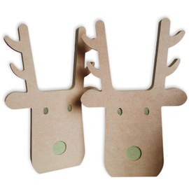 Mourne Wood X2 Reindeer Heads Made from Quality MDF | Easy to Paint & Decorate | Free-Standing Christmas Decor | 29cm Tall x 19cm Wide