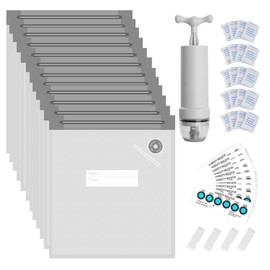 Lokkr 3D Printer Filament Storage Bag Kit Prevent and Monitor Moisture PLA Storage Dry Bags(12 x Vacuum Sealed Bags,1 x Filterable Pump,20 x Desiccant,12 x Humidity Indicator,4 x Sealing Clip),30x34cm