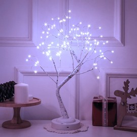 108 LED Birch Tree Lights 20 Inches Artificial Tabletop Fairy Tree Lamp Eight Lighting Modes USB or Battery Operated with Timer Decor for Bedroom Living Room Wedding Christmas Easter (White Light)