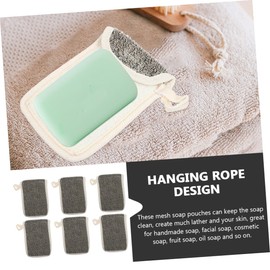 Housoutil 6pcs Soap Foaming Bags Black Linen Soap Net Pouches for Handmade Cosmetic Exfoliating Storage for Bath and Shower Use
