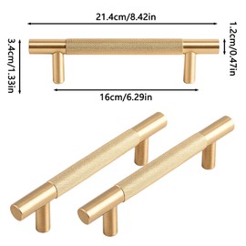 ZPSCXQ 2 Pcs Gold Handles for Drawers, 210mm Gold Cupboard Handles, Drawer Upgrade Sturdy and Durable for Wardrobe, Bathroom Cabinet