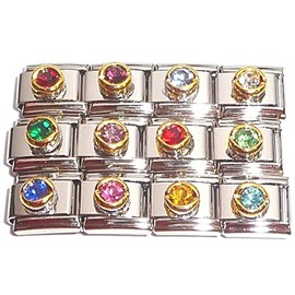 Set of 12 Round Italian Charms - All Months January, February, March, April, May, June, July, August, September, October, November, December