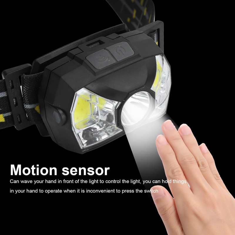 XPG+COB Headlamp Motion Sensor USB Rechargeable Head Lamp Waterproof Headlight