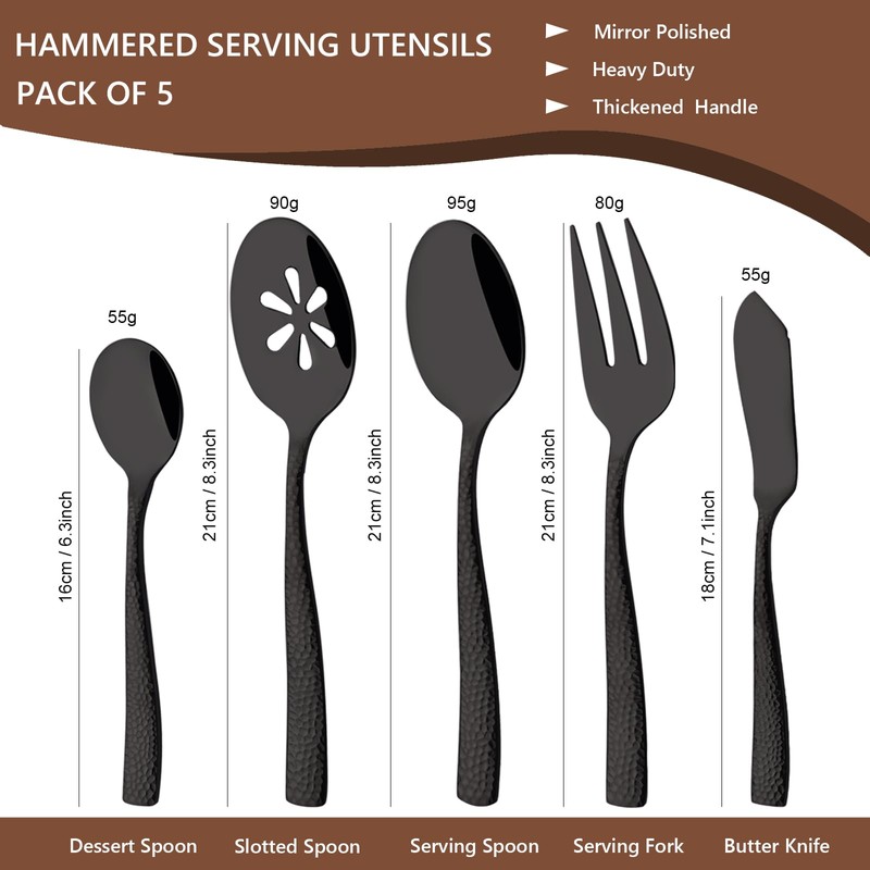 Uniturcky Serving Utensils Set, 5-Piece 18/8 Stainless Steel Hostess Serving