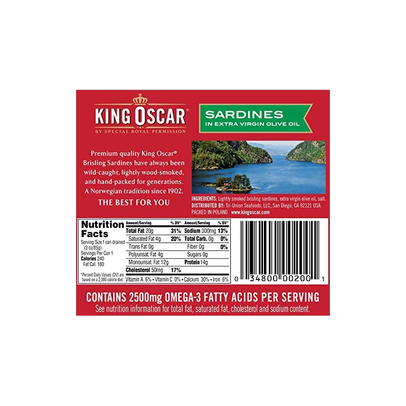 King Oscar Sardines, 2-Layer, 3.75 Ounce (Pack of 12)