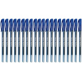 SAINO Fine-X Ballpoint Pens, BLUE, 0.7mm Fine Point, Pack of 20, School Office Home Value Pack, ZOFAX Black Ball Pen