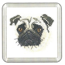 Heritage CFPU1391-A Pug (A) Counted Cross Stitch Kit Coaster Size 7.5 x 7.5 cm