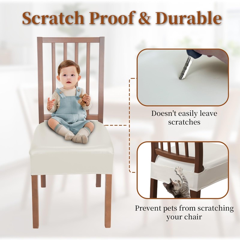 WUSOUPU Waterproof Dining Chair Seat Covers Leather Kitchen Seat Covers,