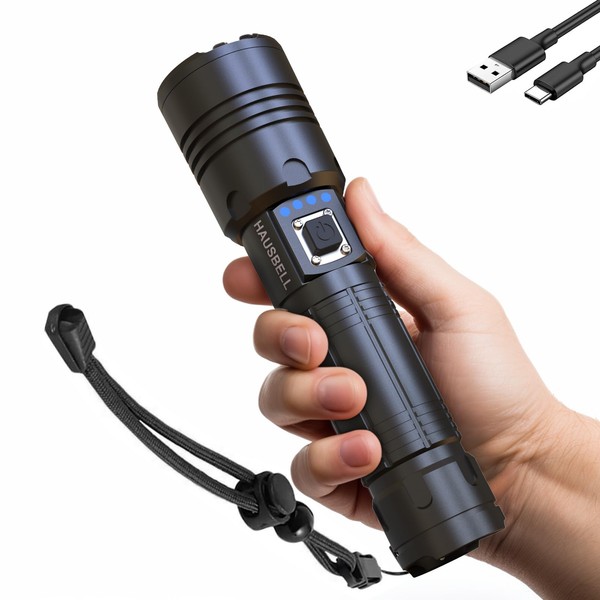 HAUSBELL A100 Upgraded LED Flashlights 20000 High Lumens, Zoomable Bright