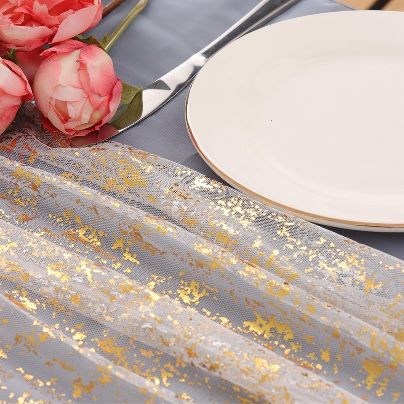 LOMOHOO 2 x Silver Table Runners, 70 x 300 cm