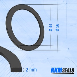 KKMSEALS EPDM 2 Inch Sealing Rings - Rubber Rings Seal Set - Flat Seal Rubber Tap Seal - Seals Sanitary Washers Set - Rubber Seal (5 Pieces, 56 x 44 x 2 mm)
