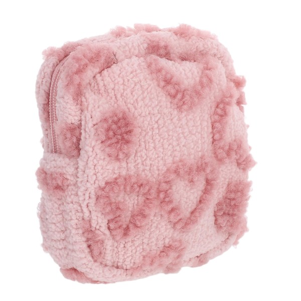 Baluue Cute Heart Design Mini Cosmetic Bag Fuzzy Travel Coin