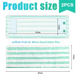 Set of 2 Replacement Mop Covers for Leifheit Profi XL Micro Duo 47 x 17 cm Floor Mop Replacement Cover for Leifheit Profi XL Cotton Plus 2 Fibre System Microfibre Cleaning Cloth for All Smooth Floors