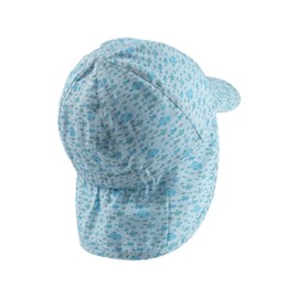 Sterntaler Fish Peaked Cap with Neck Protection and Tie Band for Boys - Baby Hat with Ear Flaps for Sun Protection - Baby Sun Cap Made of Soft Cotton, lightblue