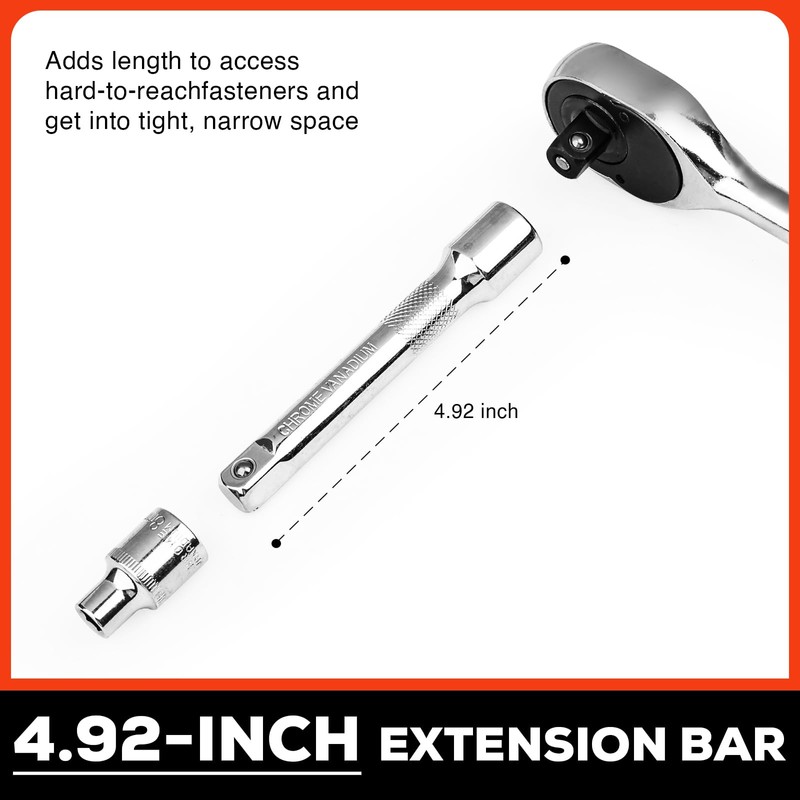 Egofine 20pcs 1/2 Inch Ratchet Socket Wrench Set, Drive Socket