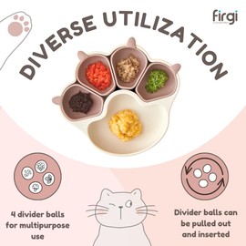 Firgi MEOWMEOW Divided Silicone Kids Suction Plates Non-Slip Silicon Plates for Baby Toddler Led Weaning Supplies BPA Free Toddler Travel Plate Baby Non-Toxic Kids Plates Platos De Bebe Taupe Brown