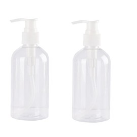 Pump Bottle Shampoo Pump Dispenser, Shampoo Bottles with Pumps Clear Empty Plastic Empty Refillable Shower Dispenser 2 Pieces Containers with Travel Lock for Soap Cream (Transparent, One Size)