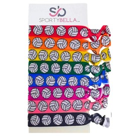 Sportybella Multicolored Volleyball Hair Ties for Girls - No Crease Elastics for Players, 8pcs