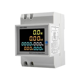 AC 40-300V 100A Electricity Usage Monitor Multimeter, 6 in 1 Multimeter Digital Power Energy Meter Single Phase Din Rail Voltmeter Ammeter Watt Frequency Power Factor Energy (Built-in CT)