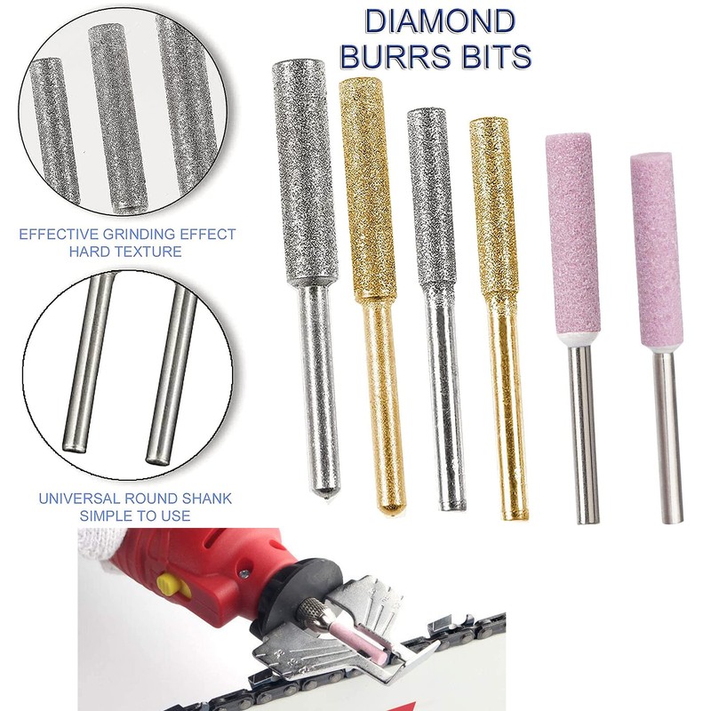 20Pc Chainsaw Sharpening Kit Diamond Burr Files Angle Guide for