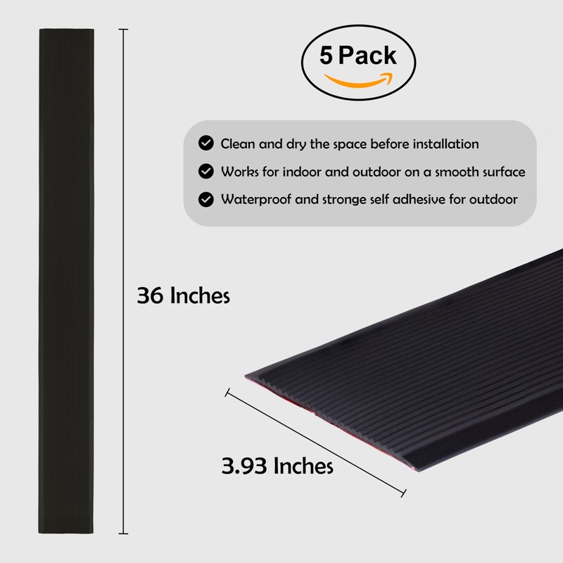 Rubber Bond 4x36in Heavy Duty Anti Slip Stair Treads(5-Pack)- Waterproof