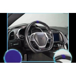 23766 C8 Corvette COMBO/ELKHART LAKE BLUE STEERING WHEEL & TEAM CORVETTE VINYL STRIPES