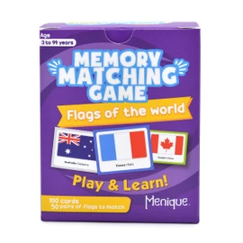 Menique. Juego de Memoria Banderas del Mundo en Inglés. Memory Matching Game Flags of The World.