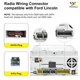 Radio Wiring Harness with Antenna Adapter and 8Pin RCA Subwoofer Plug Compatible with Ford 2004-2018/Hyundai 2006-2008/Lincoln 2007-2014/Mercury 2006-2011, Stereo Installation Wire Harness Kit