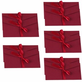 10Pcs Money Gift Envelopes, Money Envelopes for Cash Gifts, Gift Envelope with Ribbons Vintage Envelopes for Invitations Greeting, Mother's Day, Thanksgiving, Valentine's Day (Red)