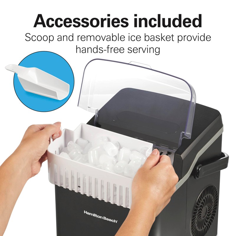 Hamilton Beach Bullet Countertop Ice Maker Machine, Makes 26 Lbs/Day,