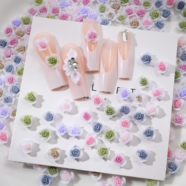 MOLILON Flower Nail Charms, 150pcs 3D Flower Nail Art Gradient Rose Spring Nail Art Resin Craft DIY Acrylic Nail Design Flowers for Nails Manicure Decoration for Women Girl