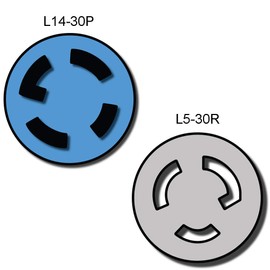 NEMA L14-30P to L5-30R Power Cord Plug Adapter - 1 Foot, 30A, 125/250V, 10 AWG, for 7500W Generators - Iron Box Part # IBX-9523-01C