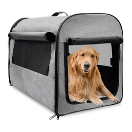 Hamiledyi Collapsible Dog Crate, Portable Dog Travel Crate 28 x 20 x 22 Inch Soft Dog Crate Kennel for Large Dogs, Pet Crate with Durable Mesh Windows Arch Design Portable Dog Crates Indoor Outdoor