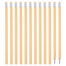 PATIKIL Round Pencils, 12 Pack Triangle HB Graphite Pencil Woodcase Wooden Pencils with Eraser for Classroom Office Writing Drawing Supplies, Orange