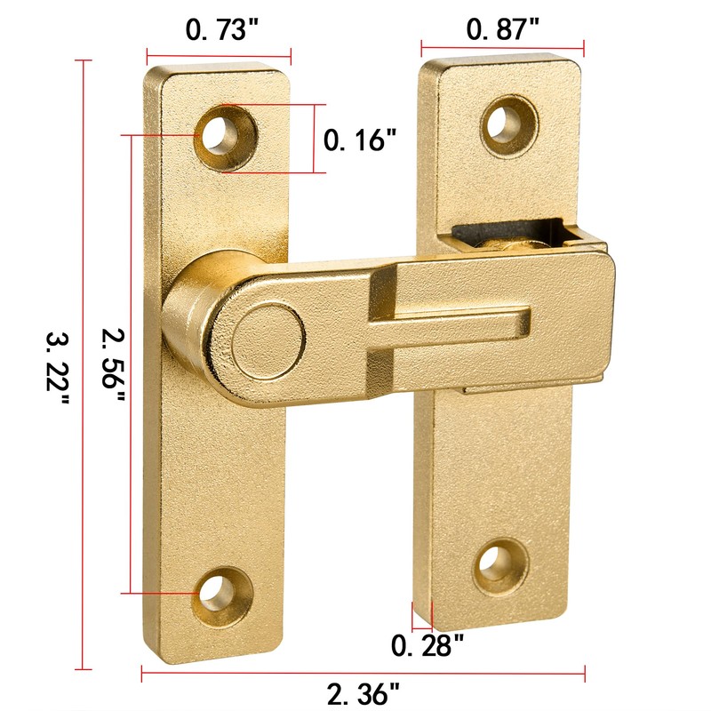 INIRET 180 Degree Flip Barn Door Lock, Gold Heavy Duty