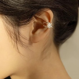 Stocking Stuffers Holiday Outfits for Women 2024 Pearl Ear Cuff for Women Pearl Ear Cuffs Earrings Pearl Cartilage Earrings Non Piercing Earrings Ear Cuff Wrap Earrings Hoop Huggie Earrings Minimalist Jewelry