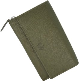 Baur Women's Genuine Leather Wallet with RFID Protection, Large Wallet, Many Card Slots, Wallet with Press Stud Closure, Women's Purses, olive, Classic