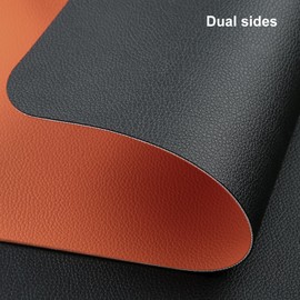 Myir JUN Table Runner, Modern Table Runner, Washable Table Runner, Outdoor Double-Sided Leather Table Runner, Waterproof, Non-Slip and Can Be Used for Decoration, 30 x 183 cm (Black Orange)