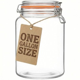 kitchentoolz Large 1 Gallon Glass Mason Jar Extra Wide-Mouth with Hinged Lids, Airtight Leakproof Glass Canning Jars, Container for Preserving, Overnight Oats - Pack of 1