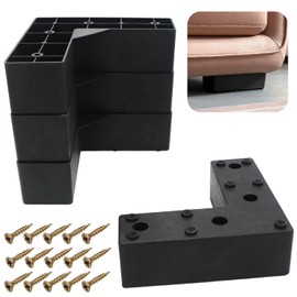 RUENXG 4-Pack L-Shaped Metal Furniture Legs 1.96" Heavy Duty Sofa Feet, Replacement Cabinet Legs for Couches, Dressers & Bed Frames – Black Adjustable Furniture Leg Set ﻿